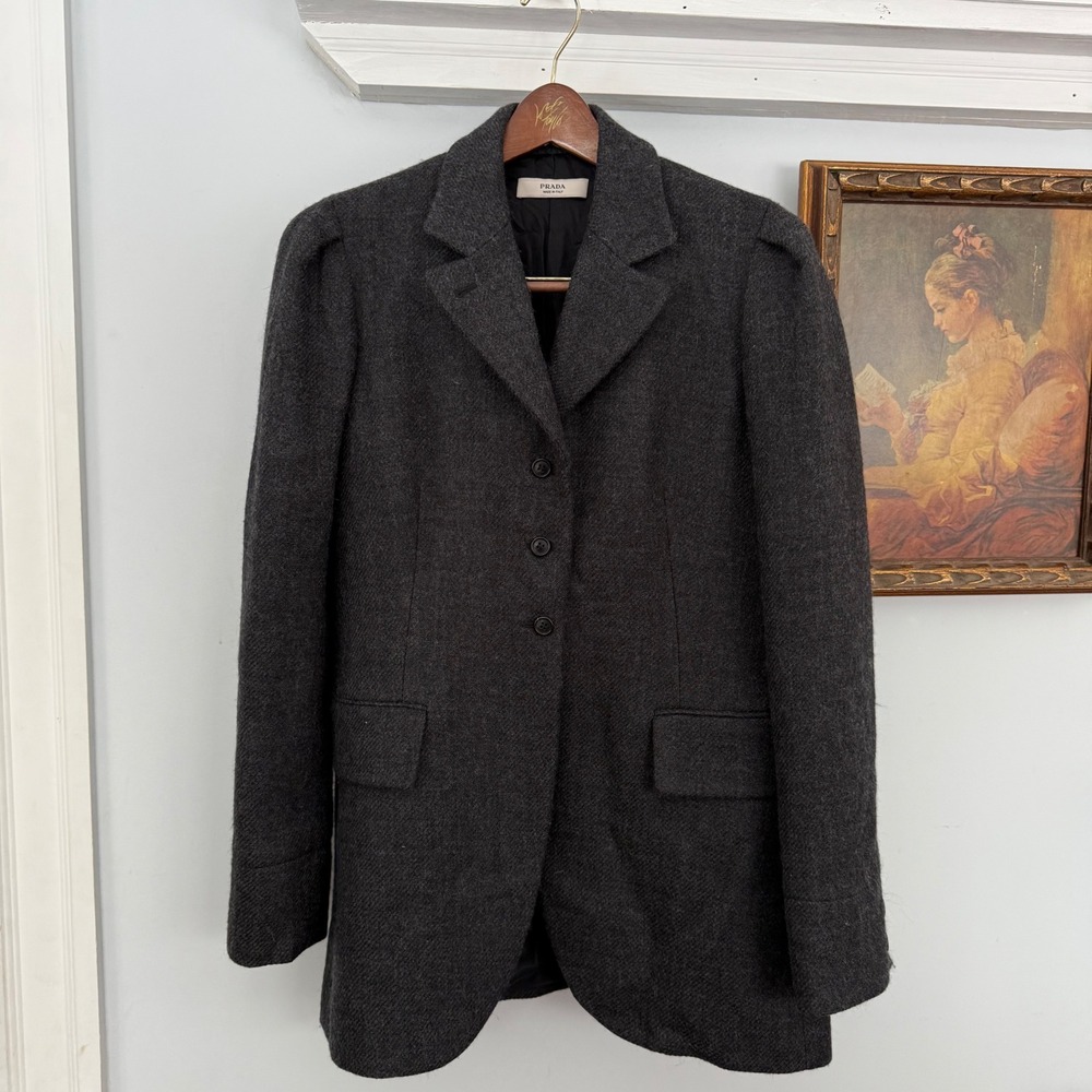 Prada 100% Virgin Wool Longline‎ Riding Blazer Coat — Size IT 46 (US ~10)